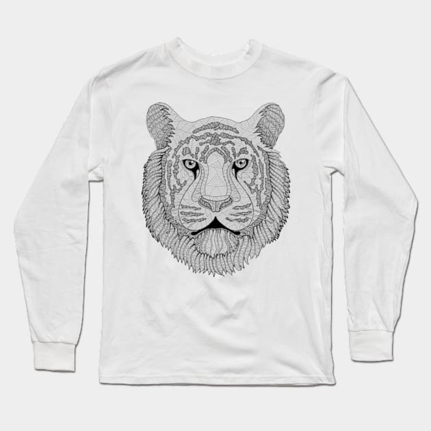 Tiger head Long Sleeve T-Shirt by Nasitama